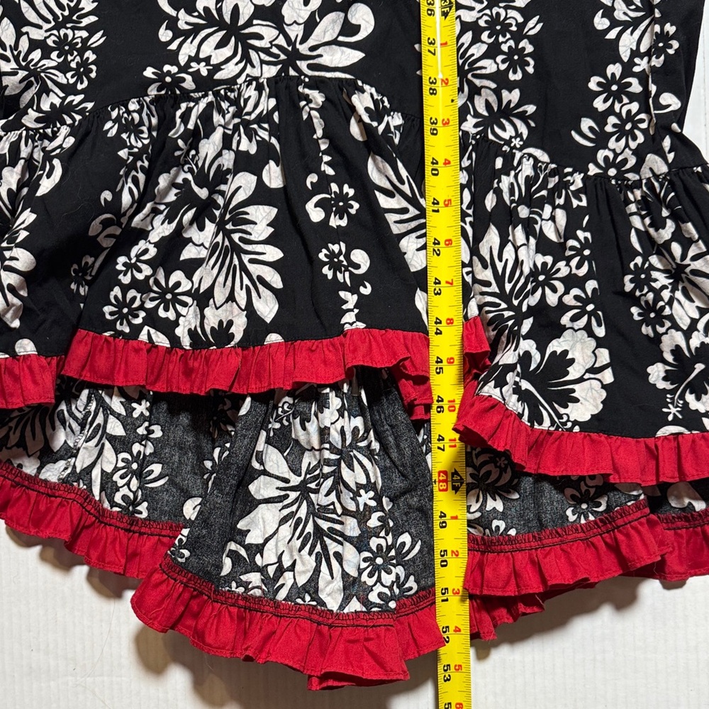 Vintage RM Made in Hawaii USA Floral Black White Red‎ Trim Mermaid Maxi Dress M? - Picture 12 of 15